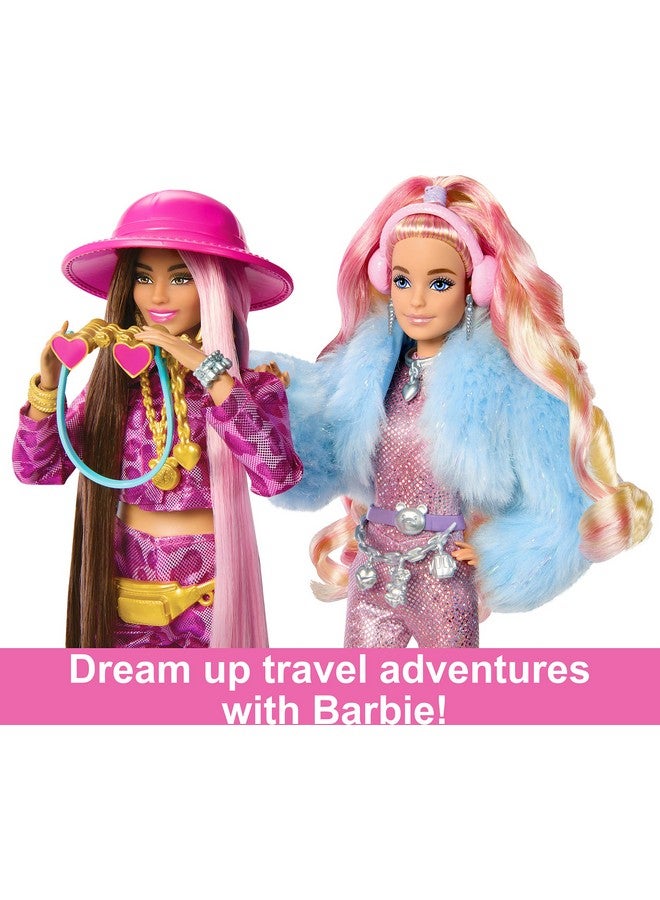 Barbie Doll With Safari Fashion Barbie Extra Fly Pink Animal Print Outfit And Pink Suitcase