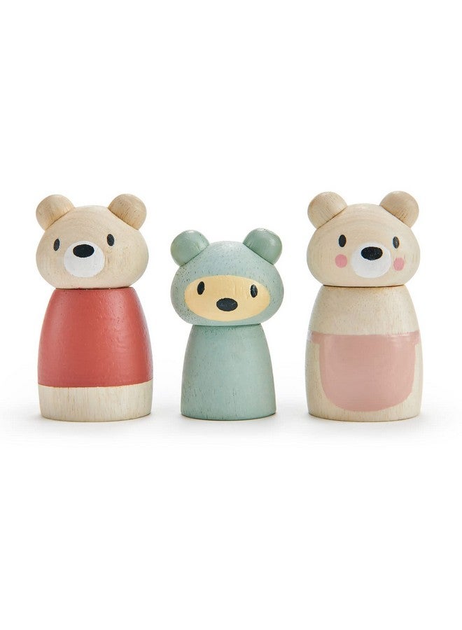 Bear Tales Wooden Dollhouse Addon Dolls Playset Figures Of 3 Pcs Bear Family For Children Inspires Endless Imaginative Play Age 3+