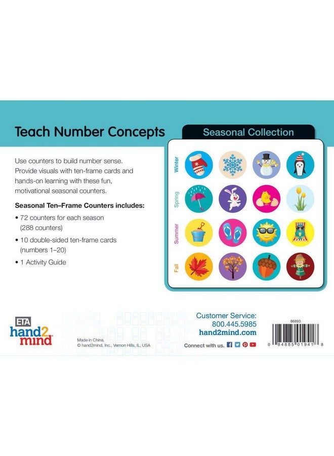 Seasonal Ten Frames Math Counters For Kids Math Counters Chips For Counting And Sorting Kindergarten Learning Games Counting Toys Math Game (288 Math Counters And 10 Ten Frame Cards)
