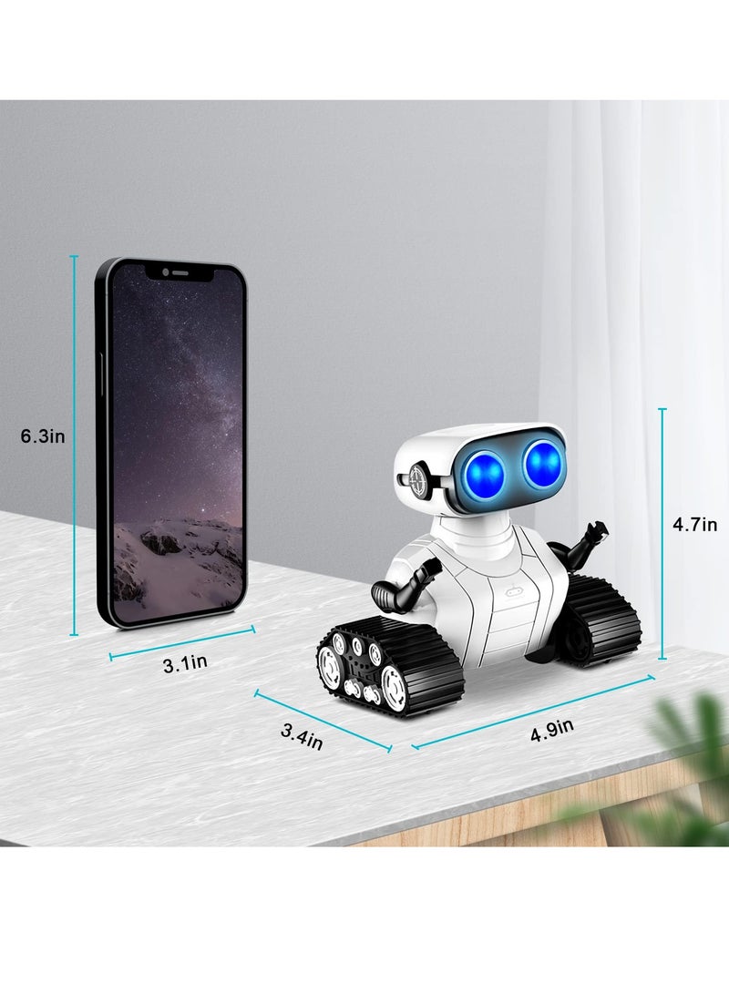 Robot Toys, Rechargeable RC Robot for Boys and Girls, Remote Control Toy with Music and LED Eyes, Gift for Children Age 3 Years and Up