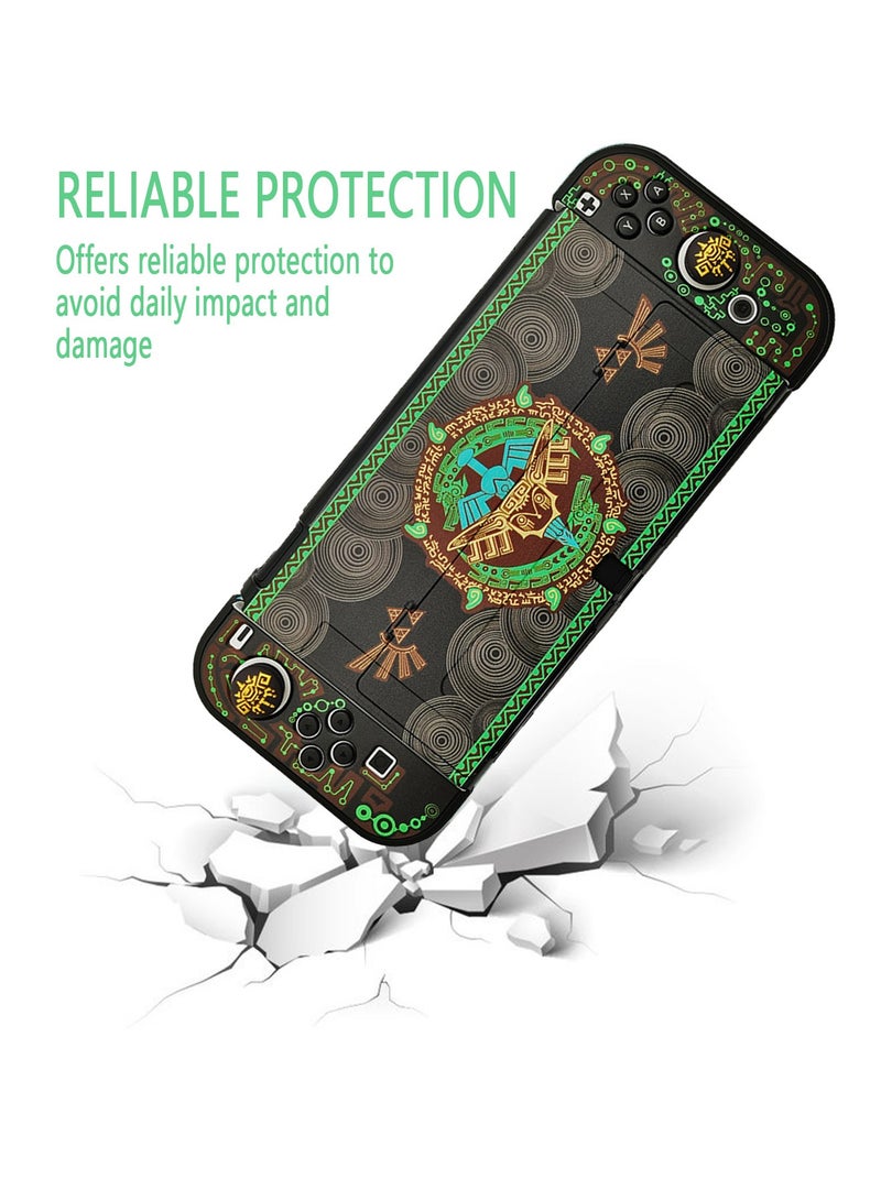 Dockable Protective Case Compatible with Switch OLED 2021, Hard Shell Case Cover for Switch OLED and Joy-Con Controllers with 2 Thumb Grips,Zelda Switch OLED Carrying Case (Zelda tears of The Kingdom)