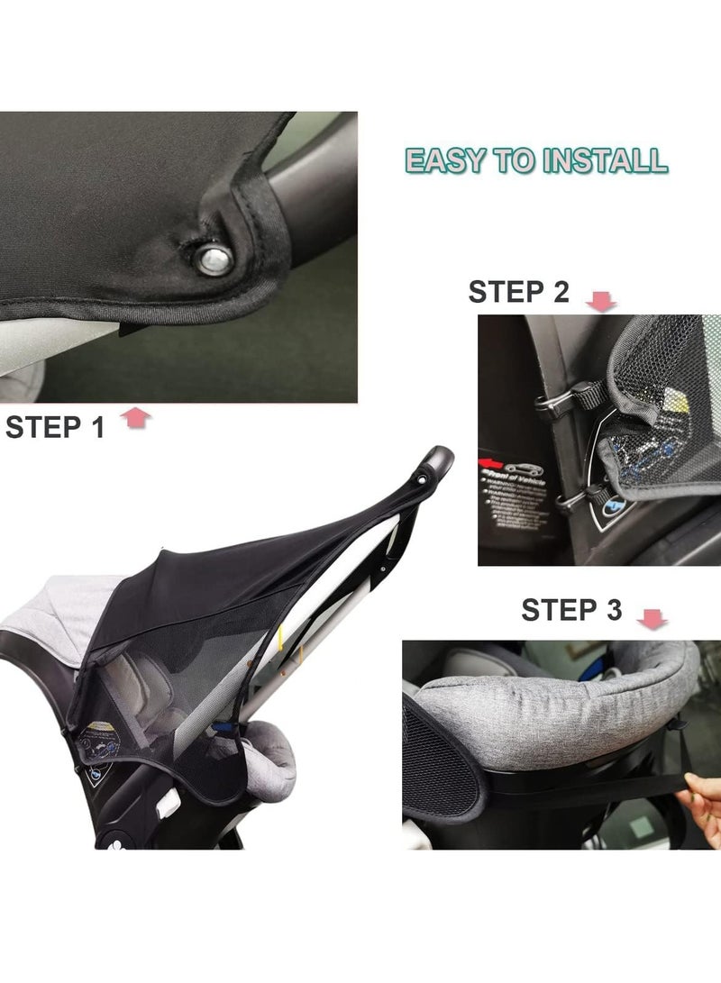 Stroller Sun Shade for Doona Baby Car seat, Pram Sunshade Cover, UV Protection Cover Pushchairs Strollers Functional Sleep Aid Infant Buggy Carrycot, Universal Waterproof
