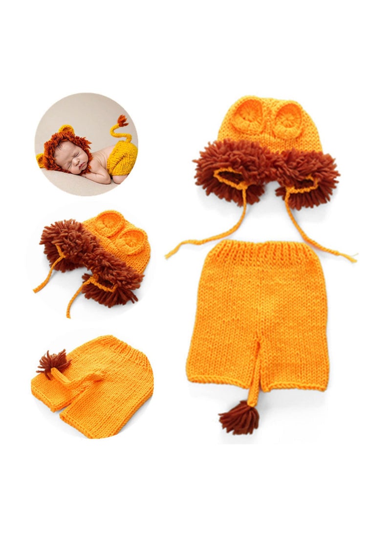 Newborn Baby Photography Outfits Props Clothes Hand made Photoshoot Lion Crochet Outfits Costume Set for Baby Boys Girls Toddler Infant