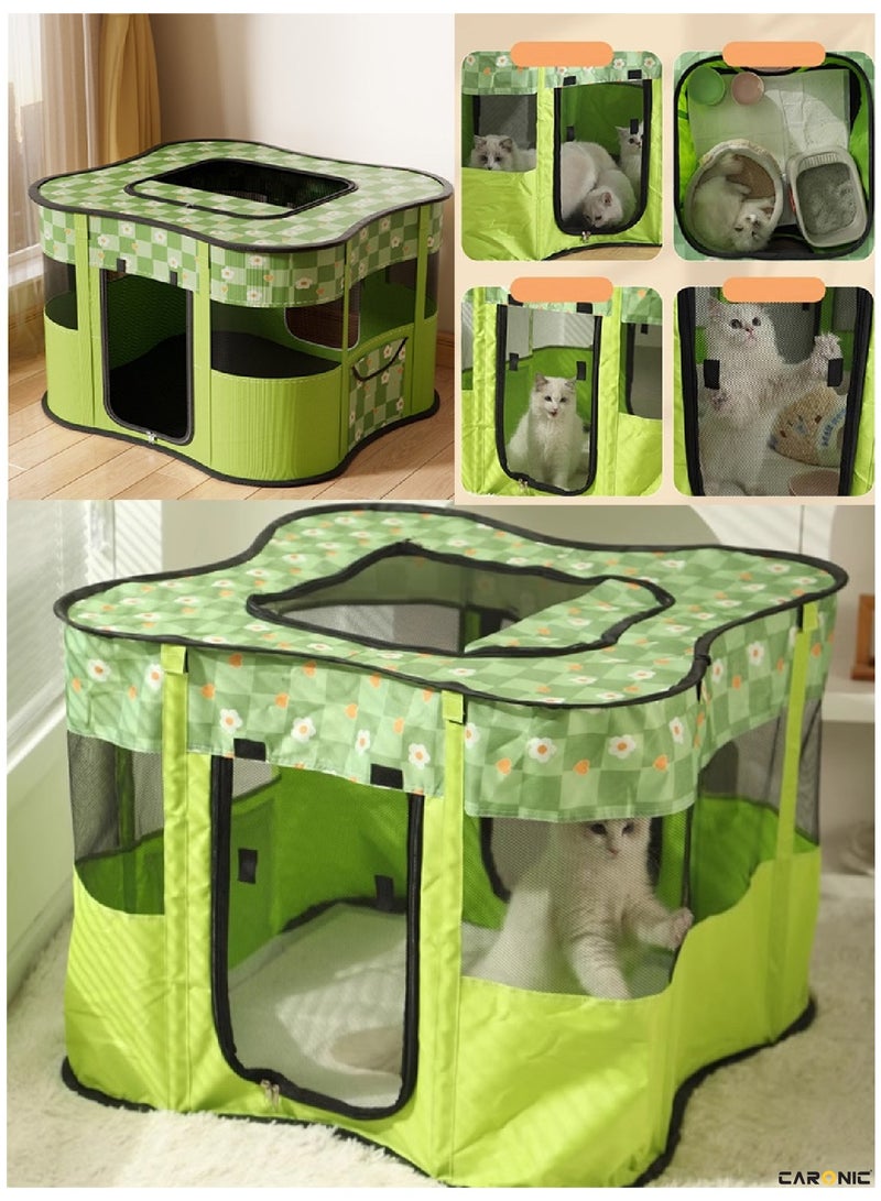 Portable Foldable Pet Dog Cat Puppy Playpen Crates Kennel Top Removable Zipper Mesh For Indoor Outdoor Travel Camping Use