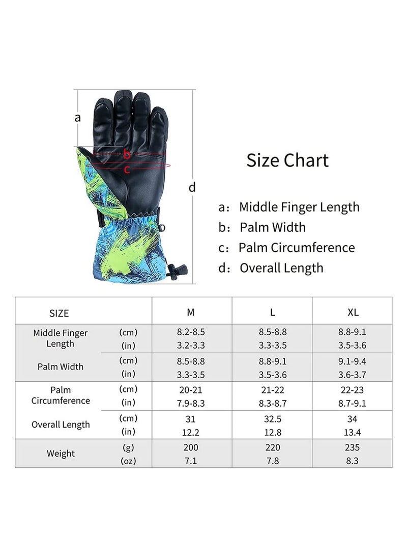 Snow Ski Gloves Waterproof, KASTWAVE Windproof Winter Thermal Outdoor Warm Mittens Touch Screen Gloves, Full-Finger Mittens Cold Weather Hand for Skiing Driving Running Motorcycle Cycli Men Women(L)