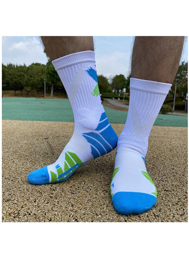 Men's Boys Athletic Crew Socks, 5 Pairs Comfort Breathable Cushioned, Basketball Hiking Training Outdoor Sports Sock