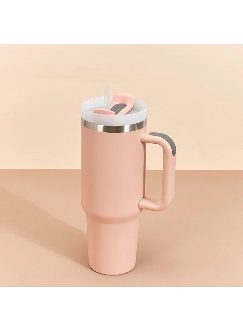 Stainless Steel Vacuum Insulated Tumbler with Lid and Straw for Water, Iced Tea or Coffee and More, Pink 40oz 1200ml