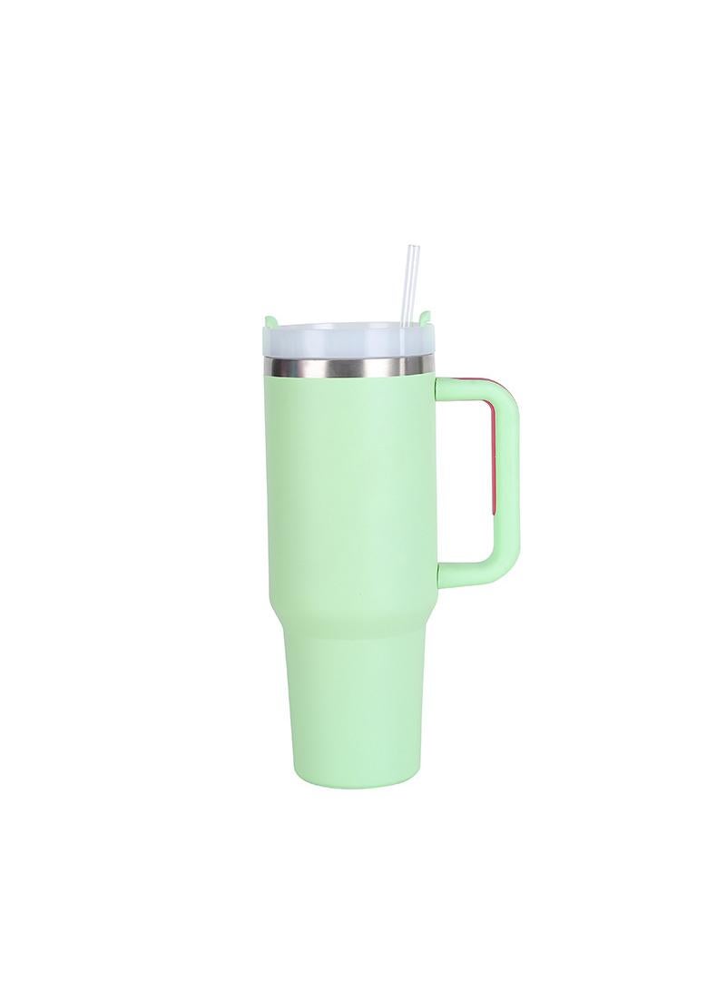 Stainless Steel Vacuum Insulated Tumbler with Lid and Straw for Water, Iced Tea or Coffee, Smoothie and More, Light Green 40OZ