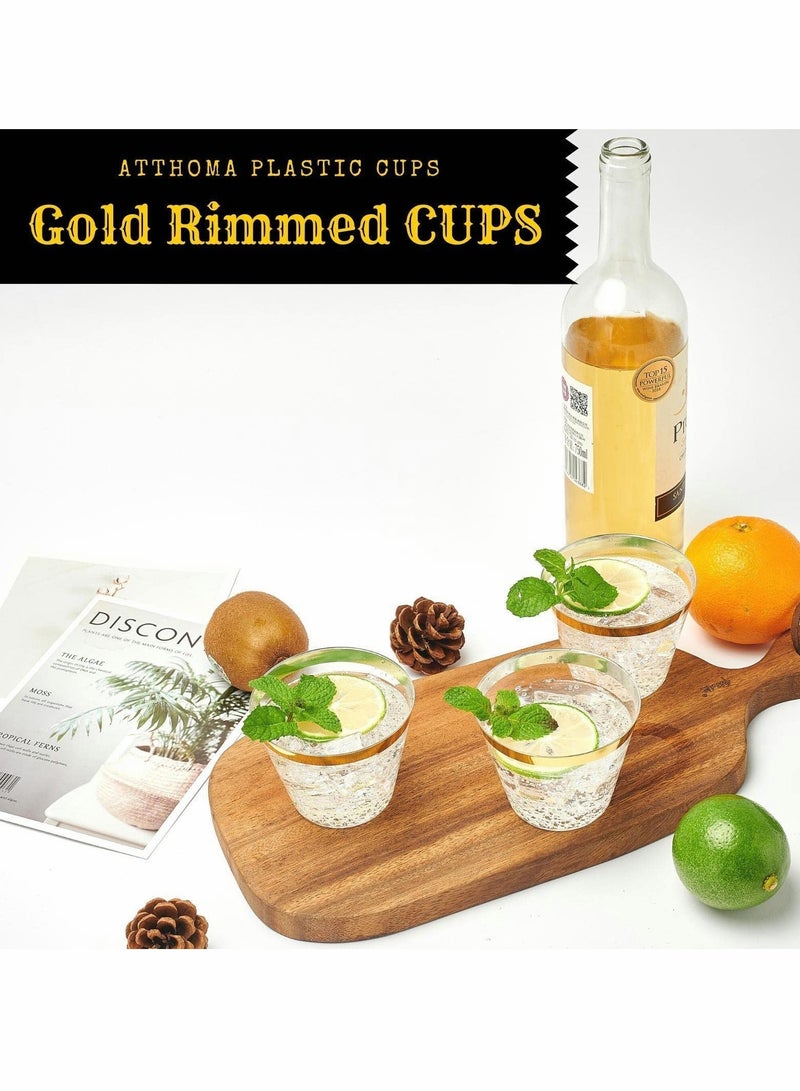 Gold Rimmed Glitter Cups 9 Oz, Gold Glitter Cups, Gold Plastic Cups For Wedding Reception With Rim , Gold Disposable Cups, Gold Rimmed Plastic Cups, Plastic Cups Disposable, Gold Cups 25Pcs