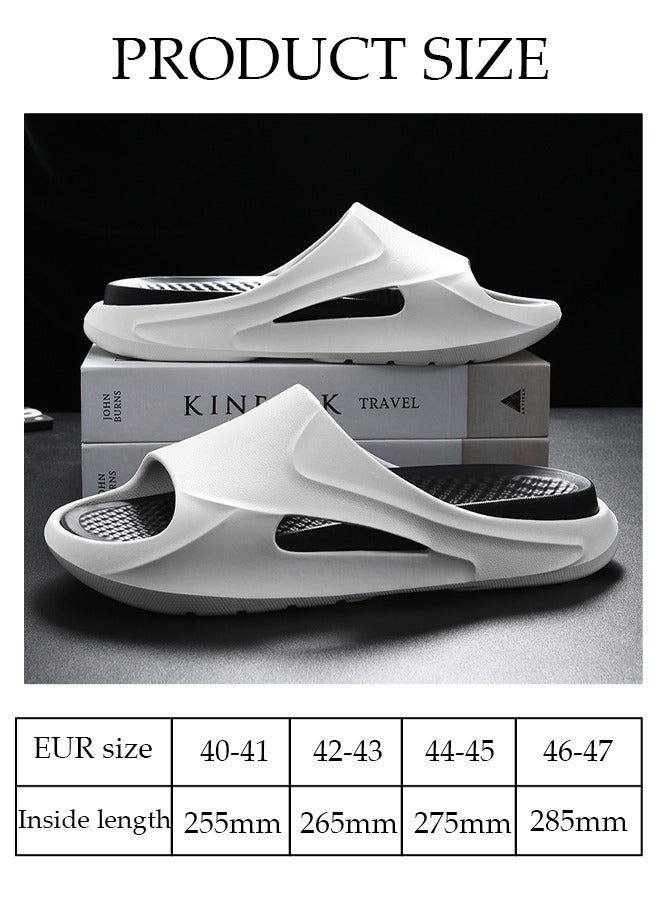 Slipper for Men Thick Sole Non-Slip Bath Slippers Open Toe Shower Slippers Quick-dry House Bedroom Slippers Flat Slipper for Spa Bath Pool Gym House Sandals for Indoor & Outdoor
