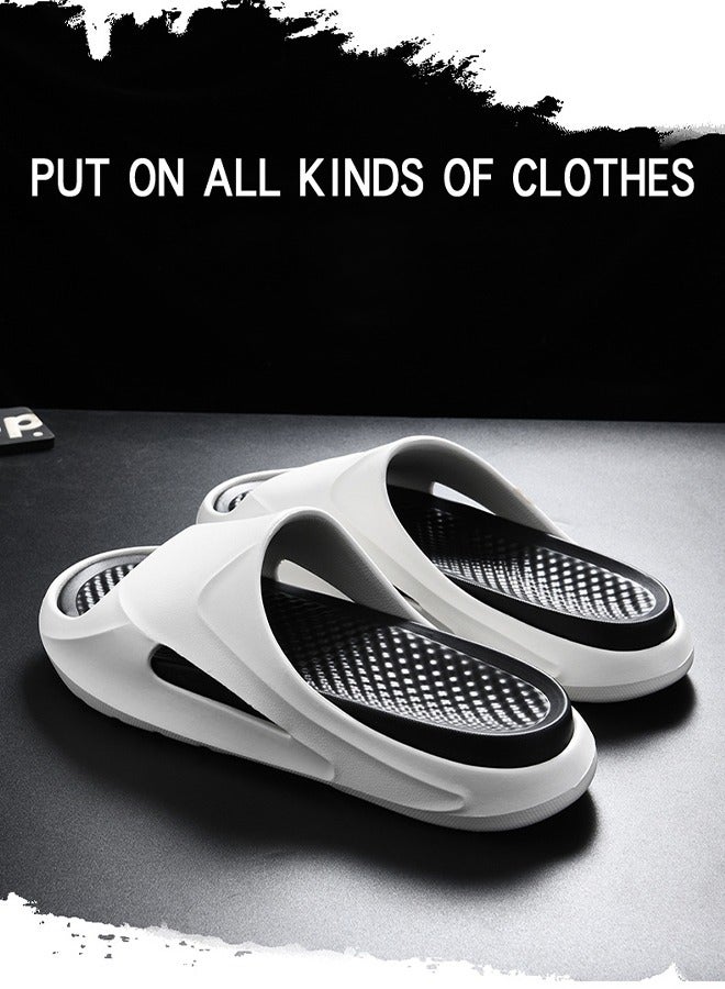 Slipper for Men Thick Sole Non-Slip Bath Slippers Open Toe Shower Slippers Quick-dry House Bedroom Slippers Flat Slipper for Spa Bath Pool Gym House Sandals for Indoor & Outdoor