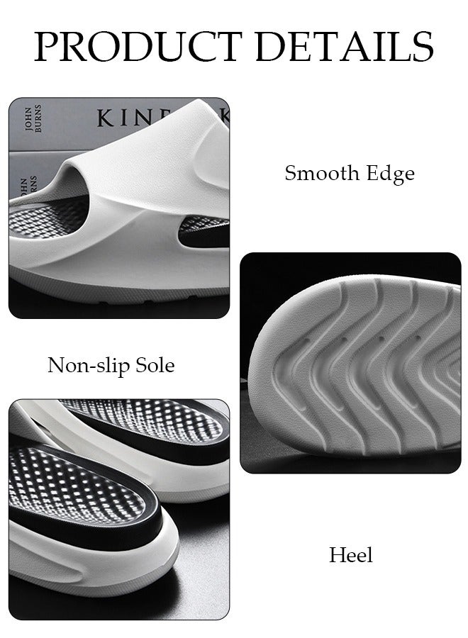 Slipper for Men Thick Sole Non-Slip Bath Slippers Open Toe Shower Slippers Quick-dry House Bedroom Slippers Flat Slipper for Spa Bath Pool Gym House Sandals for Indoor & Outdoor