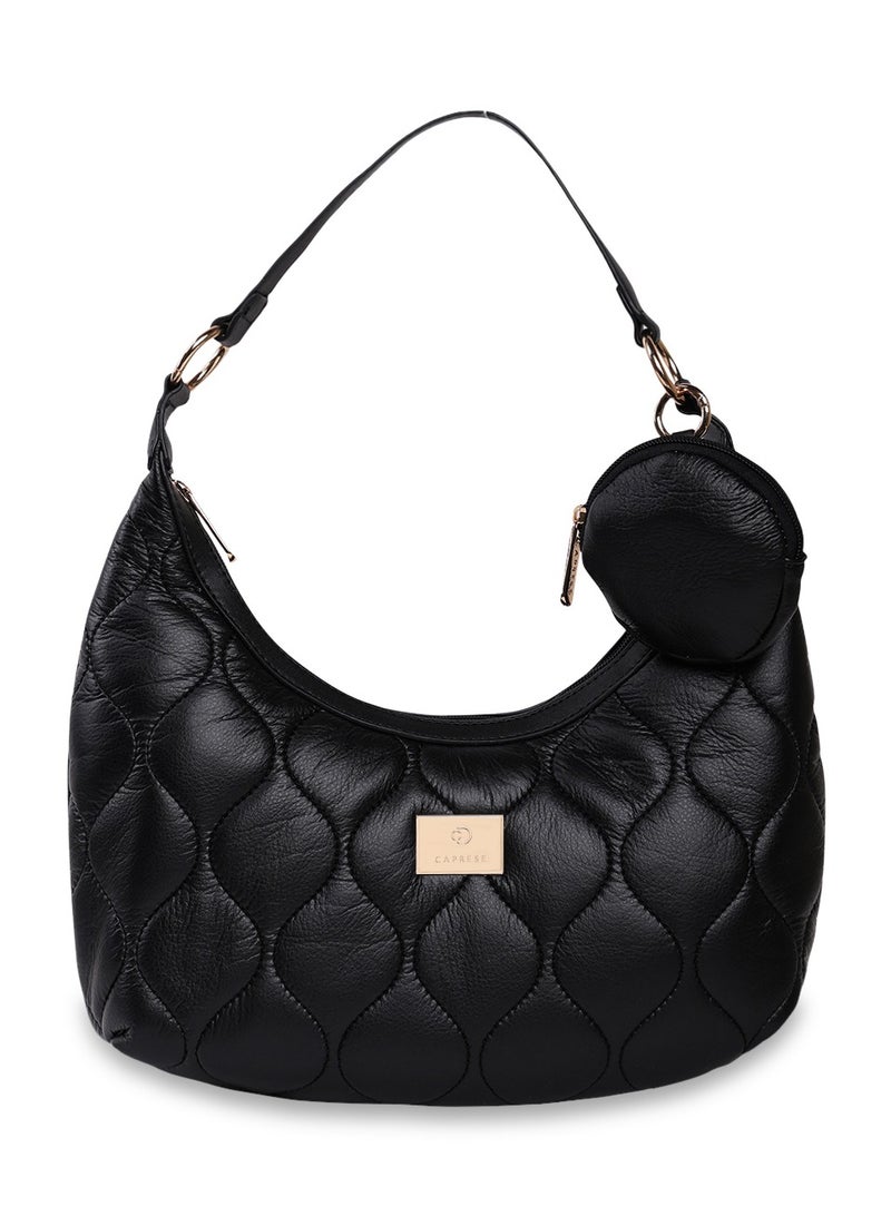 Caprese Briar Abstract Black Faux Leather Medium Hobo Handbag