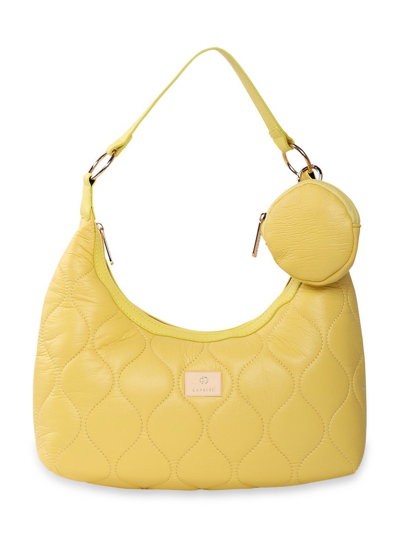 Caprese Briar Abstract Yellow Faux Leather Medium Hobo Handbag