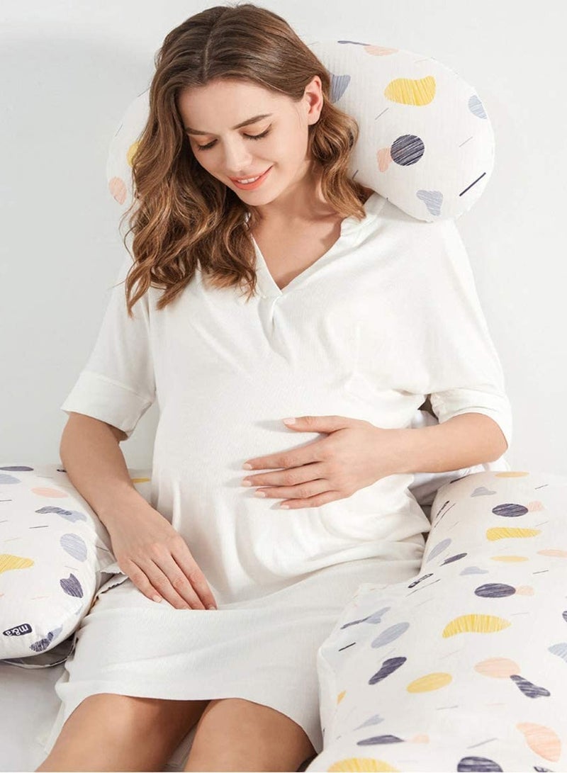 Pregnant Woman Pillow Side Sleep, J Shape Pregnant Woman Body Pillow, With Knitted Hood Head Neck,With Detachable Pillowcase, Full Body Pillow Supports Back, Hips, Legs, Abdomen