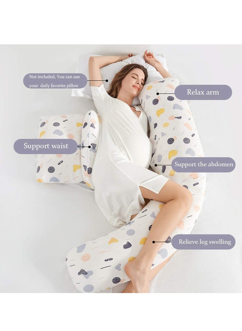 Pregnant Woman Pillow Side Sleep, J Shape Pregnant Woman Body Pillow, With Knitted Hood Head Neck,With Detachable Pillowcase, Full Body Pillow Supports Back, Hips, Legs, Abdomen