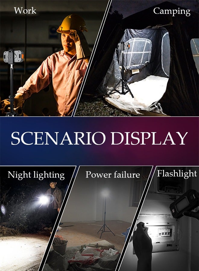2in1 Camping Lights Multifunctional Flashlight with Phone Charging Battery Display Magnetic Design 5 Lighting Modes Fast Charge Camping Lamp Waterproof Handheld Lamp for Outdoor Camping