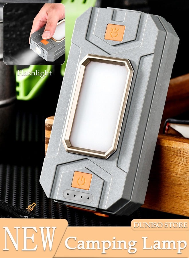 2in1 Camping Lights Multifunctional Flashlight with Phone Charging Battery Display Magnetic Design 5 Lighting Modes Fast Charge Camping Lamp Waterproof Handheld Lamp for Outdoor Camping
