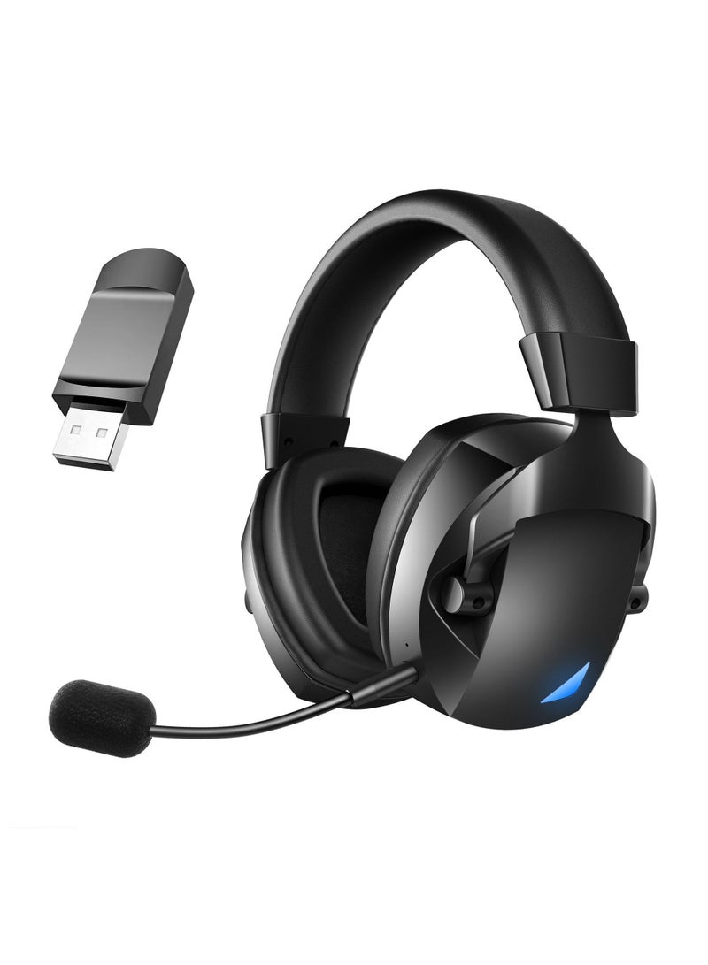 Wireless Gaming Headset with Noise Cancelling Microphone, 2.4G & Bluetooth Dual Mode Gaming Headphones, Wireless Headset Suitable for PC, PS4, PS5, Smart Phone, Mac, Laptop