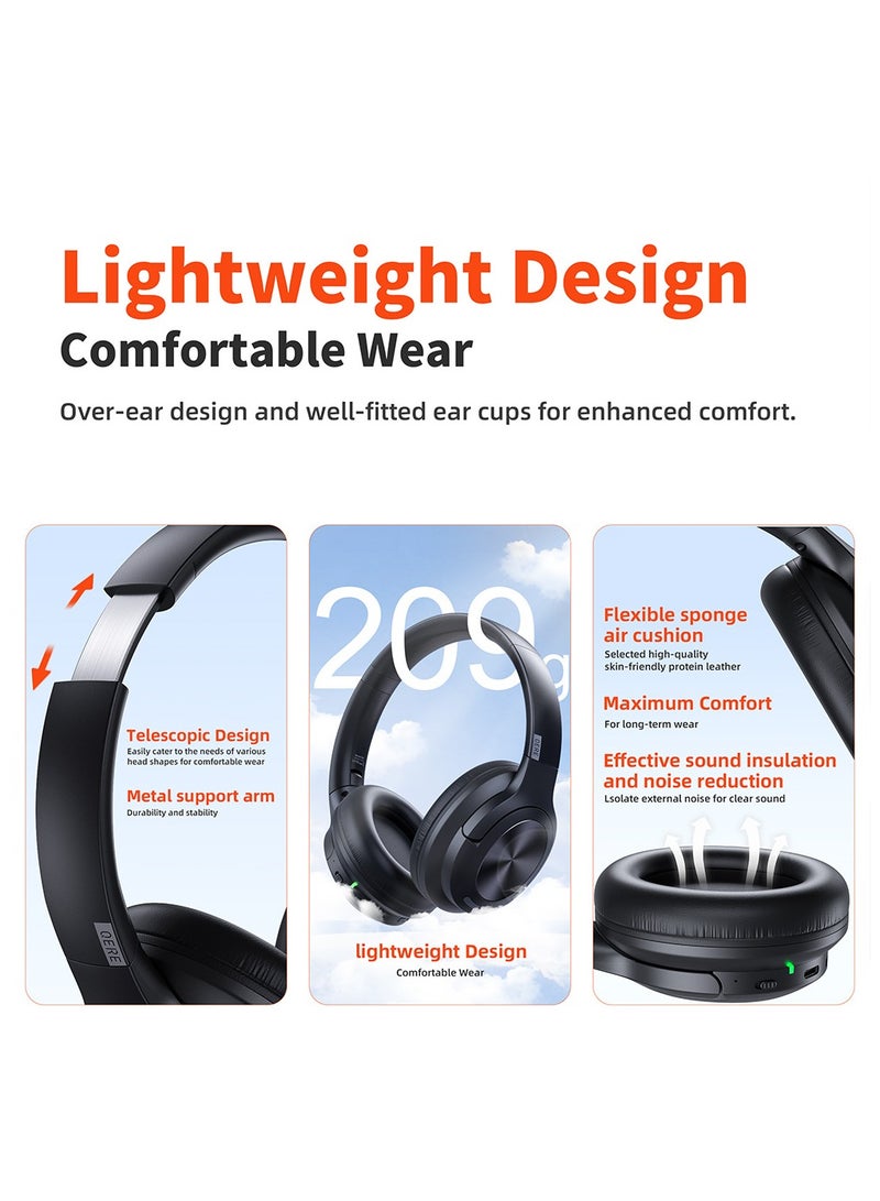 Wireless headphones  Earphone bluetooth 5.3 ANC Noise Cancellation Hi-Res Audio Over the Ear Headset 70H 40mm Driver2.4G