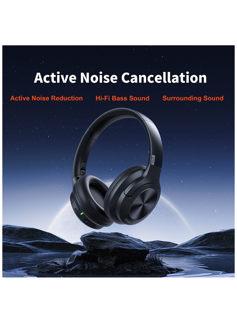 Wireless headphones  Earphone bluetooth 5.3 ANC Noise Cancellation Hi-Res Audio Over the Ear Headset 70H 40mm Driver2.4G