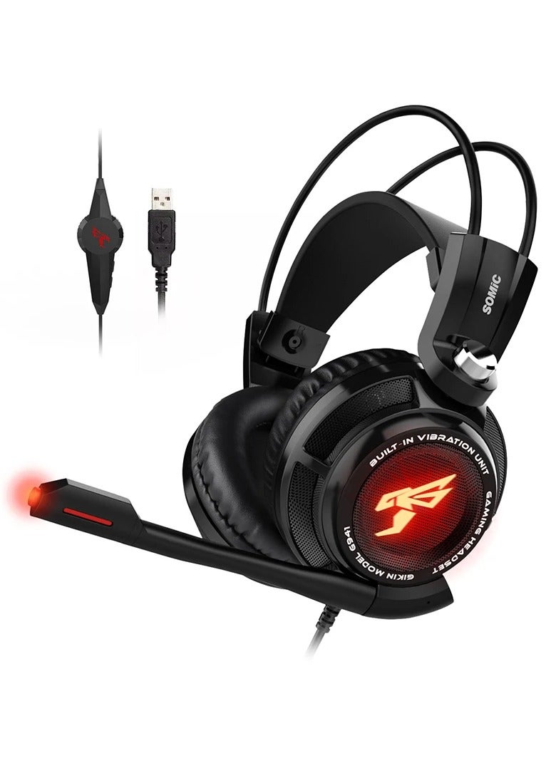 Gaming Headset 7.1 Virtual Surround Sound Headphone with Microphone Stereo headphones vibrate for PC computer Laptop