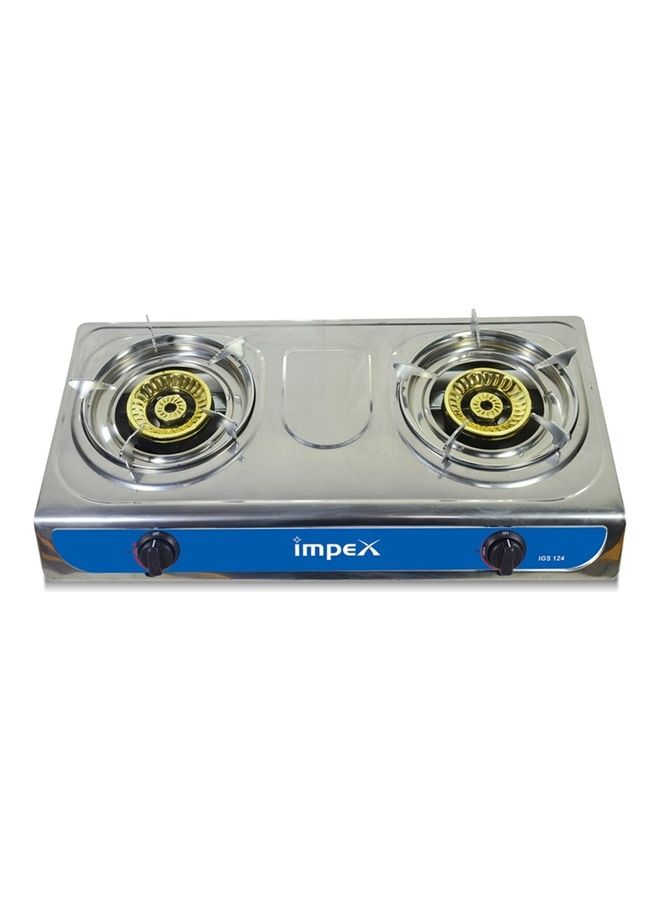 2-Burner Stainless Steel Gas Stove IGS 124 Silver