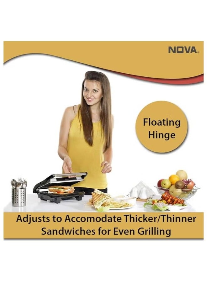 2-Slice Sandwich Maker, Non-Stick Interchangeable Plates, Adjustable Temperature with Power Indicator,