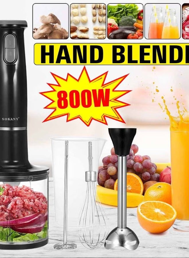 SOKANY 5 in 1 Blender Electric Food Mixer Kitchen Detachable Hand Blender Egg Beater Vegetable Stand Blend Stainless Steel Blade