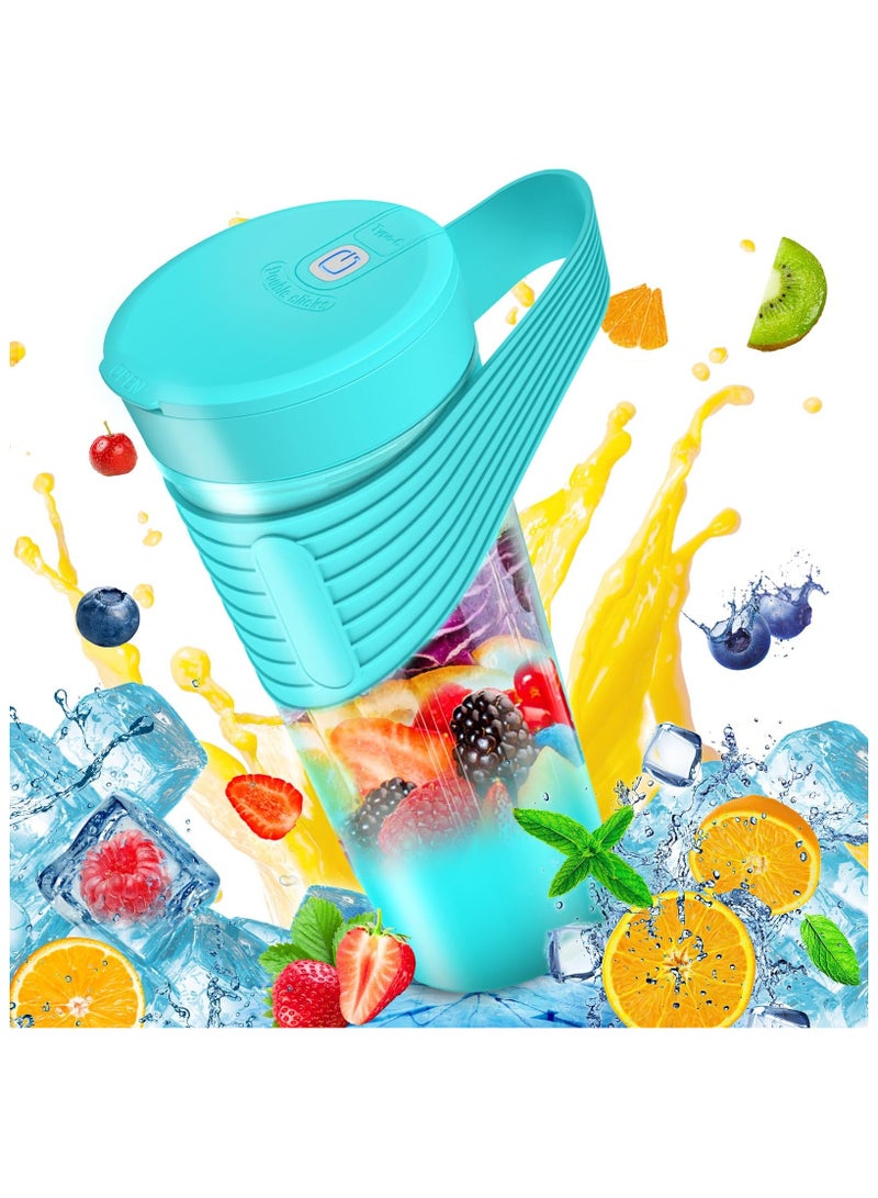 Portable blender, portable blender for smoothies and shakes, 16 oz portable blender with USB rechargeable, personal size blenders with 6 sharp blades, BPA free mini blenders for kitchen/travel/gym.