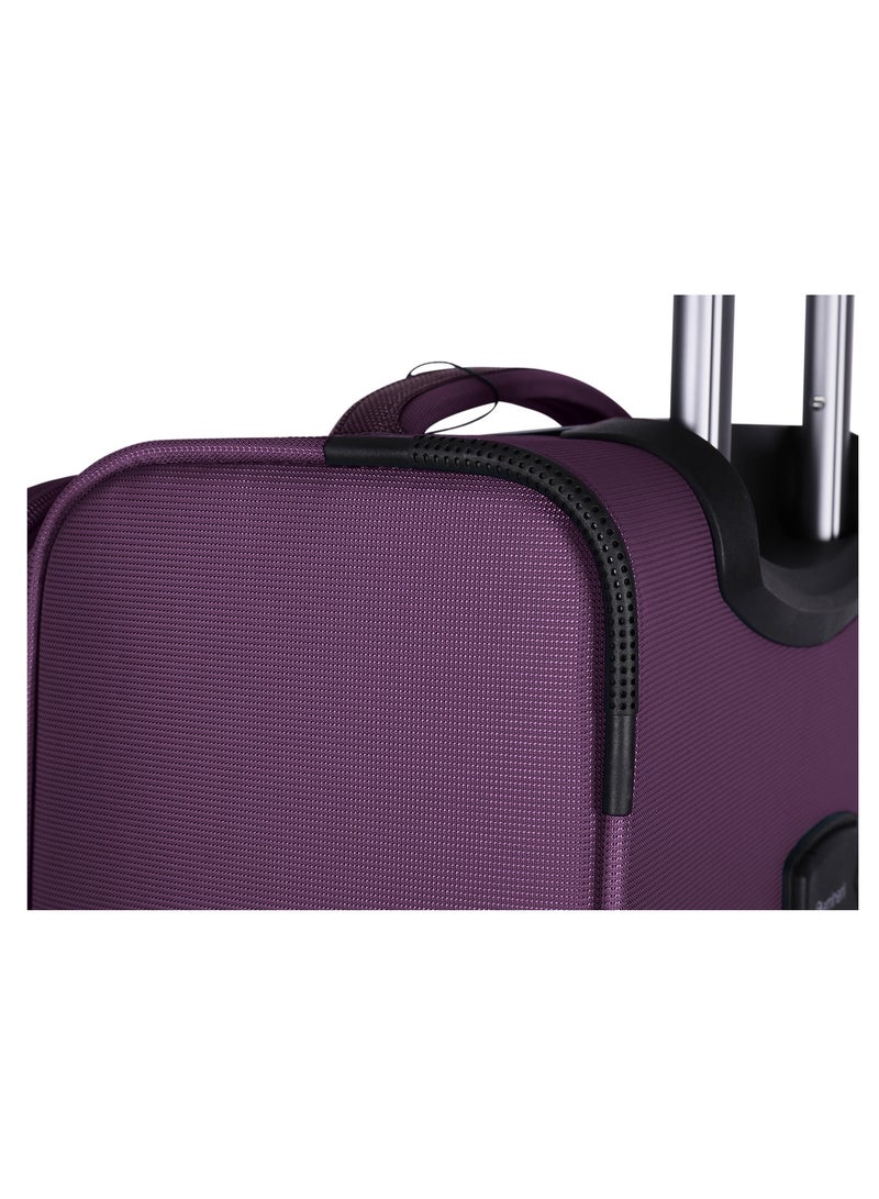 Unisex Soft Travel Bag Cabin Luggage Trolley Polyester Lightweight Expandable 4 Double Spinner Wheeled Suitcase with 3 Digit TSA lock E751 Purple