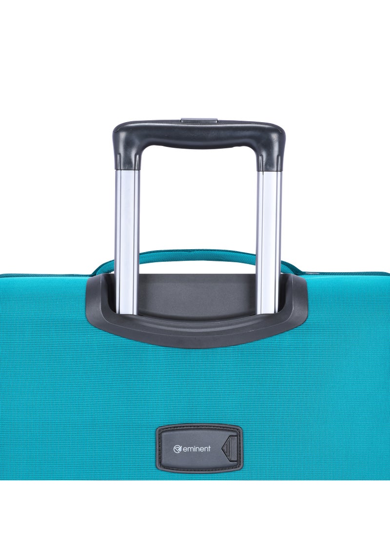 Unisex Soft Travel Bag Cabin Luggage Trolley Polyester Lightweight Expandable 4 Double Spinner Wheeled Suitcase with 3 Digit TSA lock E751 Green