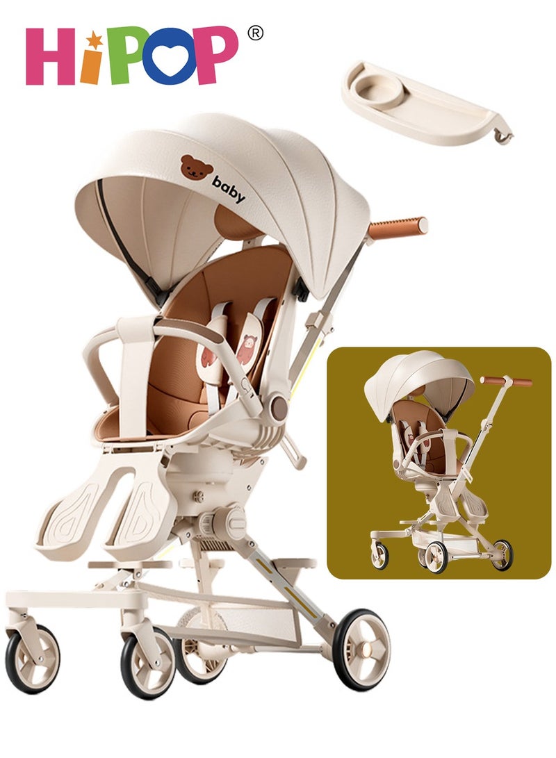 2 in 1 Strollers for Infant and Kids,Two-Way Rotating Seat,Sturdy and High Field of View Design,with Pedals,Sun Canopy,One Key Folding Stroller