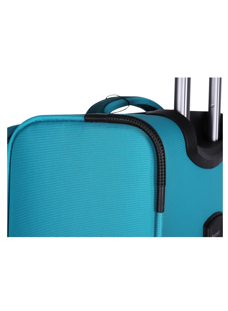 Unisex Soft Travel Bag Medium Luggage Trolley Polyester Lightweight Expandable 4 Double Spinner Wheeled Suitcase with 3 Digit TSA lock E751 Green