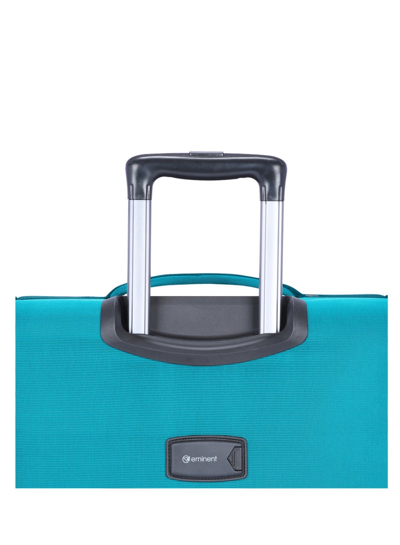 Unisex Soft Travel Bag Medium Luggage Trolley Polyester Lightweight Expandable 4 Double Spinner Wheeled Suitcase with 3 Digit TSA lock E751 Green