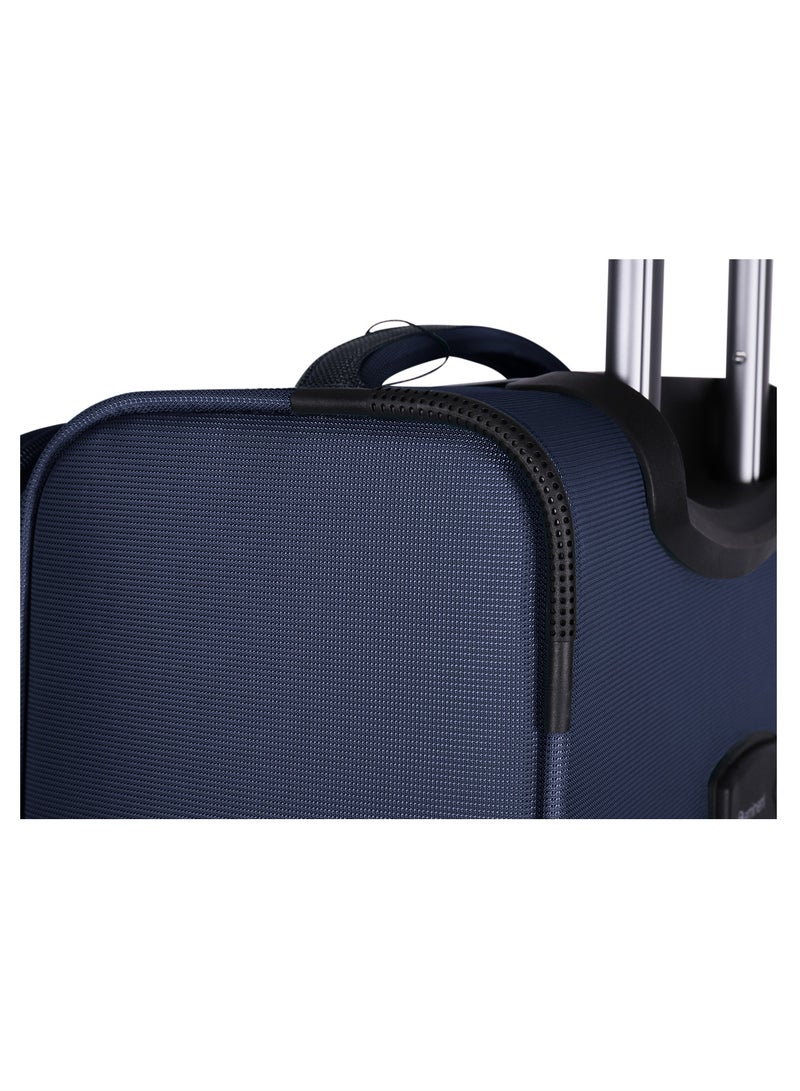Unisex Soft Travel Bag Medium Luggage Trolley Polyester Lightweight Expandable 4 Double Spinner Wheeled Suitcase with 3 Digit TSA lock E751 Navy Blue