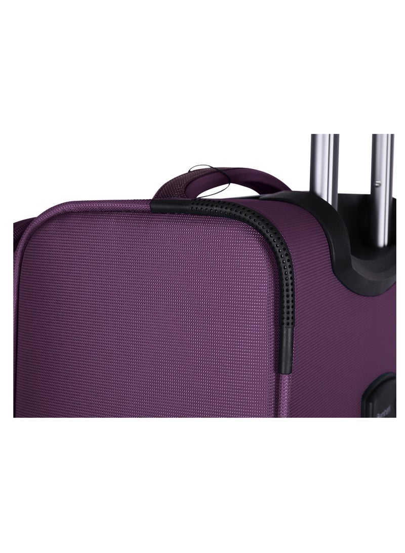 Unisex Soft Travel Bag Medium Luggage Trolley Polyester Lightweight Expandable 4 Double Spinner Wheeled Suitcase with 3 Digit TSA lock E751 Purple