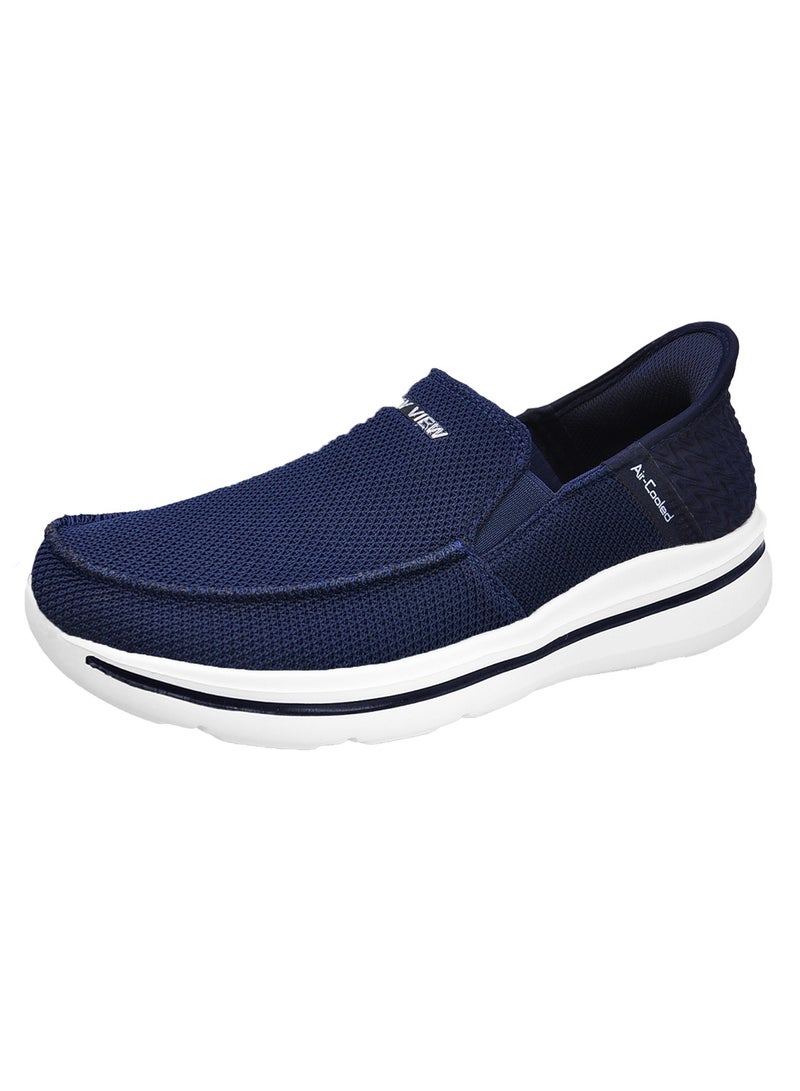 SKY VIEW Men's Loafer Smooth Step Hands Free Slip-ins Loafer Flats Comfortable And Light-Weight Slip On Walking Shoes For Men Blue