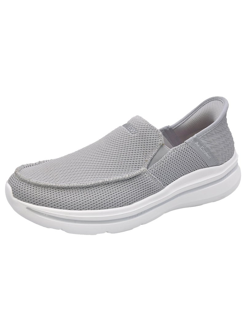 SKY VIEW Men's Loafer Smooth Step Hands Free Slip-ins Loafer Flats Comfortable And Light-Weight Slip On Walking Shoes For Men Light Grey