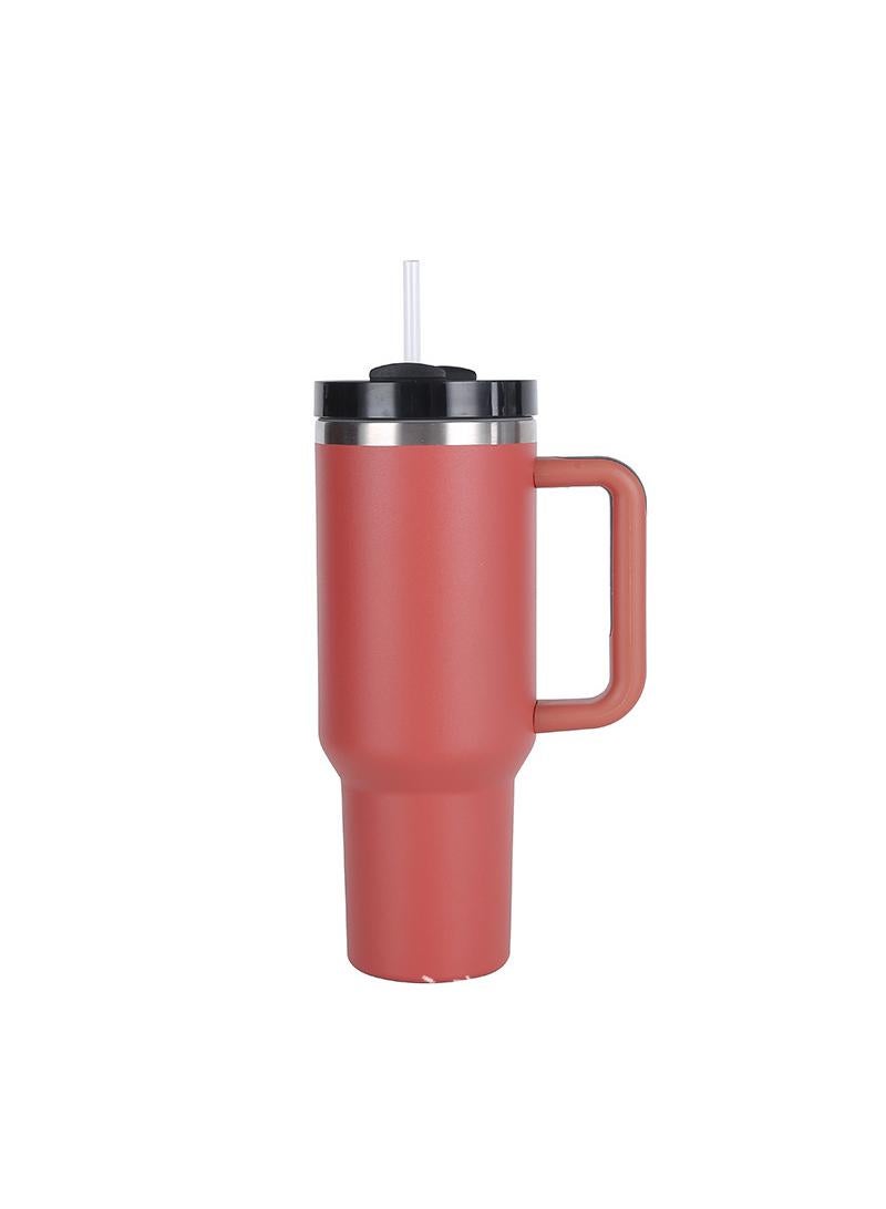 Stainless Steel Vacuum Insulated Tumbler with Lid and Straw for Water, Iced Tea or Coffee, Smoothie and More, Red 40OZ