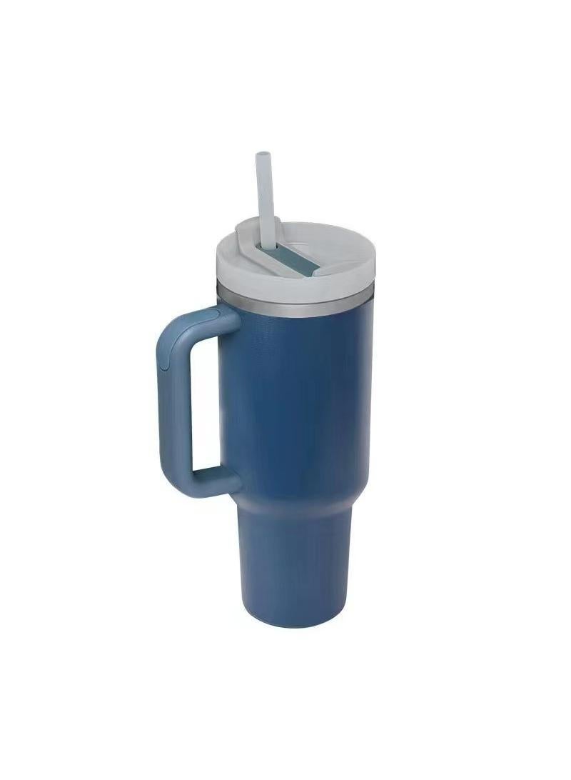 Stainless Steel Vacuum Insulated Tumbler with Lid and Straw for Water, Iced Tea or Coffee and More, Dark Blue 40oz 1200ml