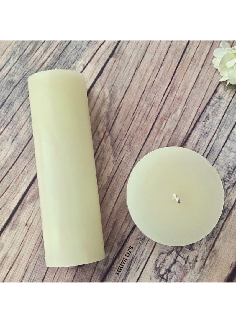Set of 2 Ivory Pillar Candles| 3 x 12 inch | Unscented & Dripless Candles for Decor, Events, Restaurants | Natural Wax with Cotton Wicks | 135 hrs/candle Burn Time
