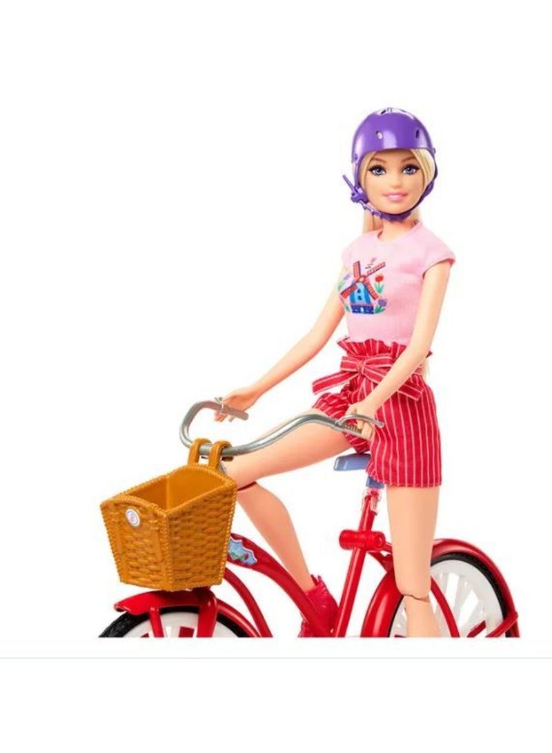 Barbie Pink Passport Holland Doll with Bike