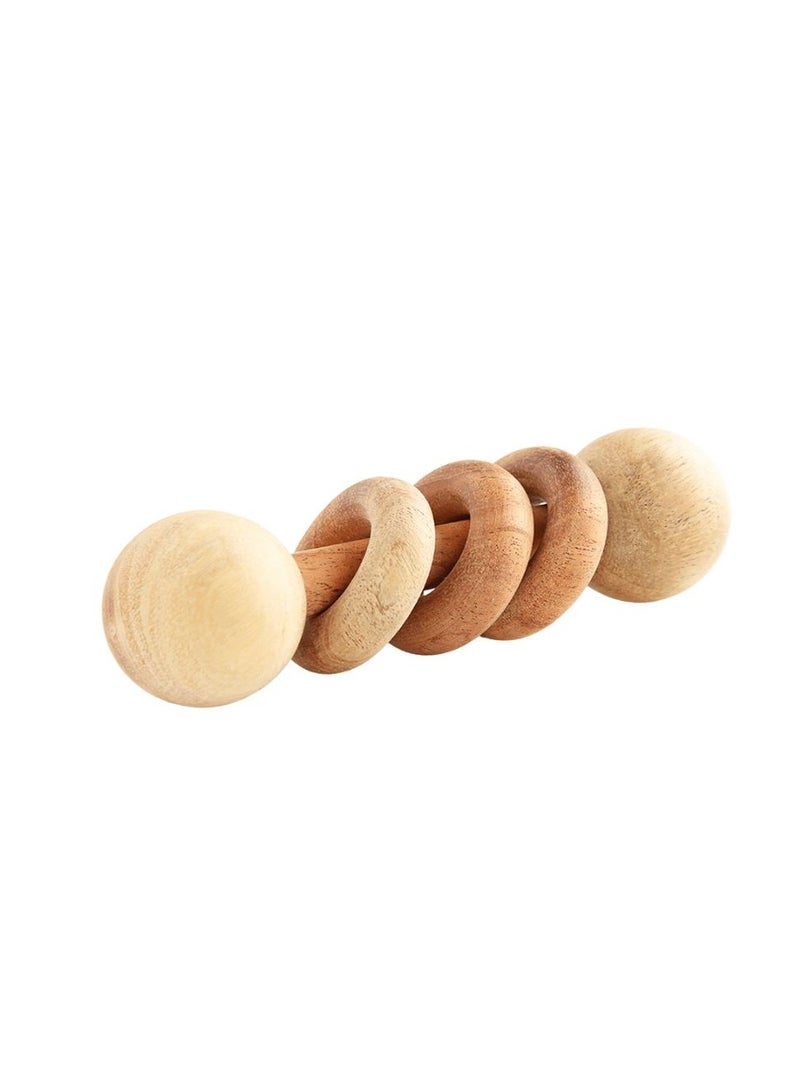 Baby Toys 1pcs Wooden Wooden rattle-Dumbbell with rings Teething Rattle Beech Wood Bed Ring Baby Bell Teether Educational Baby Gift