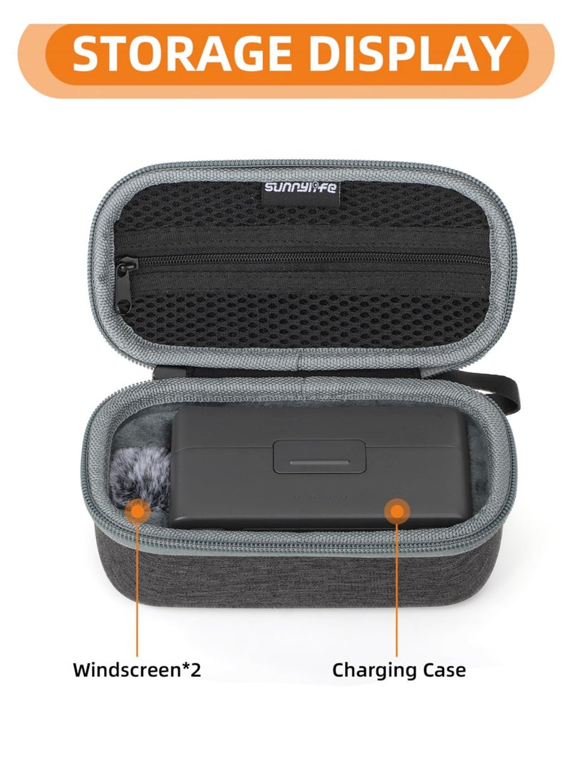 Hard Carrying Case for DJI Mic Wireless Lavalier Microphone Charging Case, Wireless Lavalier Microphone Cover for PC Smartphone Vlogs Cable Phone Adapter Windscreen Accessories
