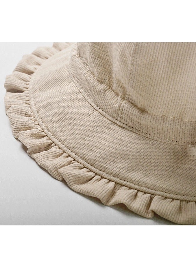 TGC Kids Summer Cotton Bucket Hat No Deformation Sun Protection for All Season Beach Vacation Getaway Headwear (2-6 Years Beige)