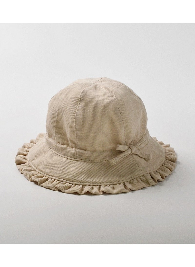 TGC Kids Summer Cotton Bucket Hat No Deformation Sun Protection for All Season Beach Vacation Getaway Headwear (2-6 Years Beige)