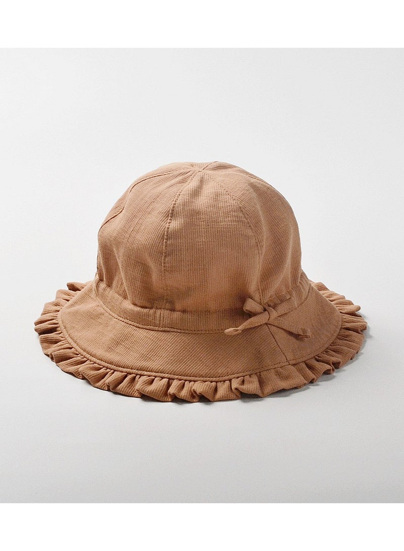 TGC Kids Summer Cotton Bucket Hat No Deformation Sun Protection for All Season Beach Vacation Getaway Headwear (2-6 Years Brown)