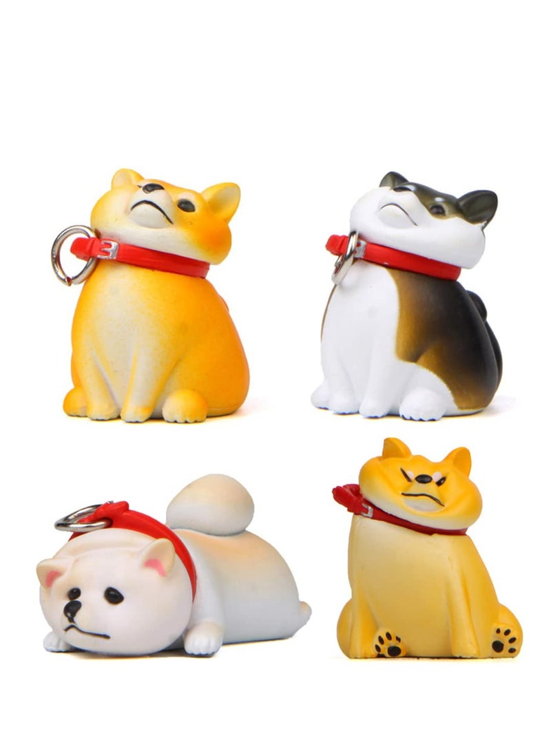 Mini Shiba Dog Figurine, 4 pieces Cute Shiba Inu Ornaments Set, Dog Cake Toppers, Dog Toys for Kids, Shiba Inu Statue Toy, For Birthday, Gift, Educational Children, Learning Toys