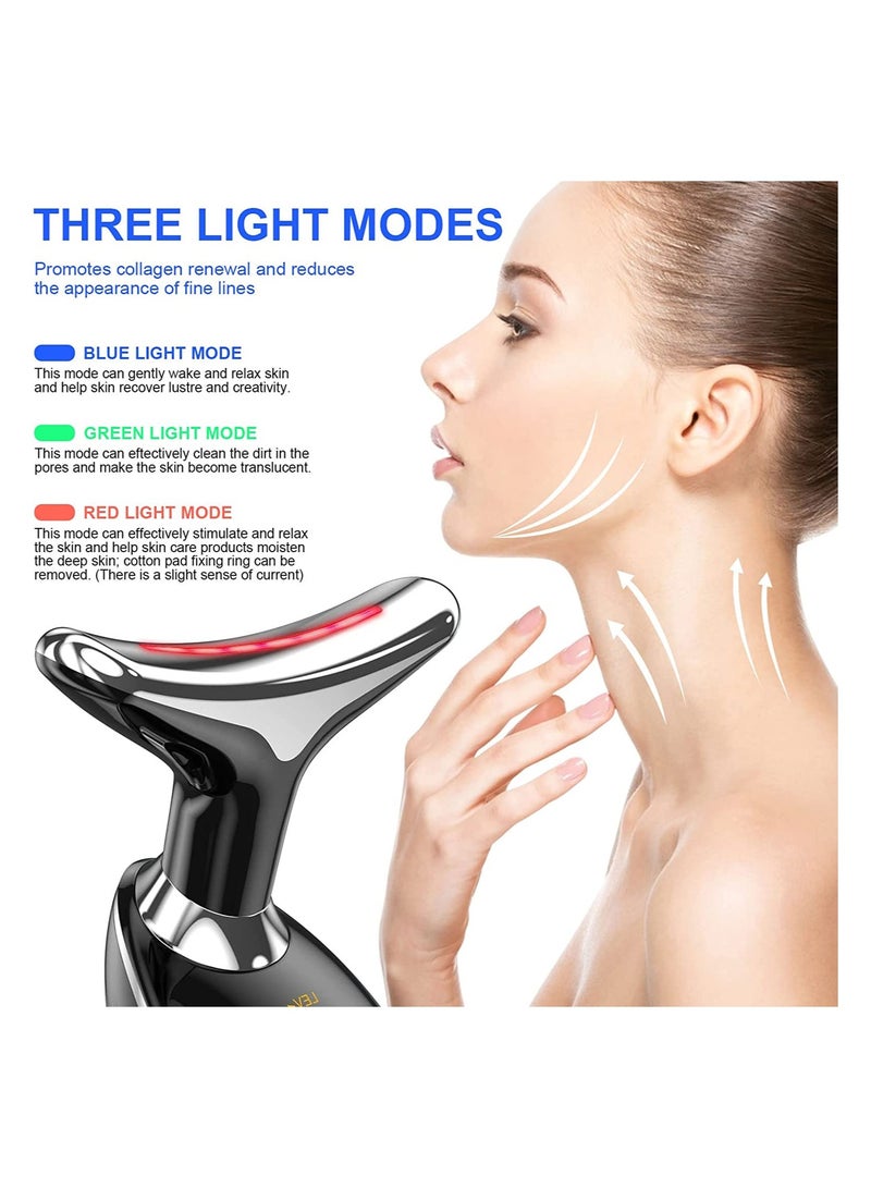 Facial Neck Lifting Machine Sonic Face Massager Beauty Device Wrinkles Remover Skin Rejuvenation Anti-aging Rechargeable 3 Modes Black